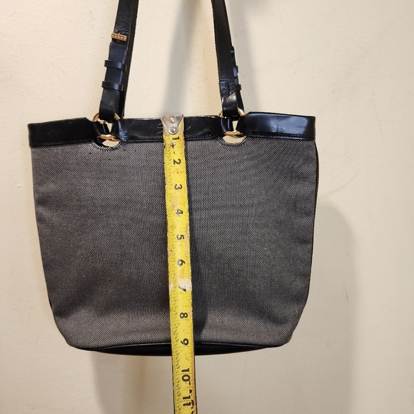 GENNY Black and Gray  Vintage Leather and Canvas Tote Bag - Picture 13 of 16